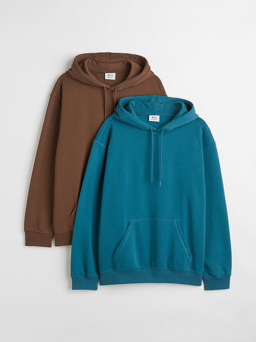 

H&M 2-Pack Men Turquoise Blue & Brown Relaxed Fit Hoodies
