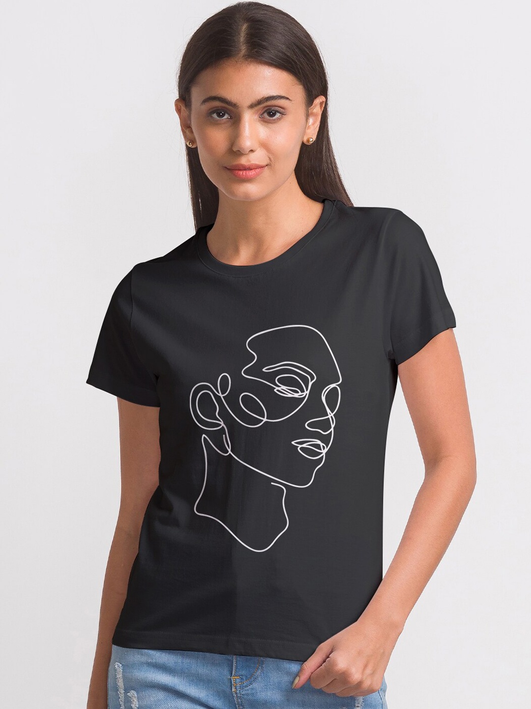 

FashionRack Women Black Printed Cotton Lounge T-shirts