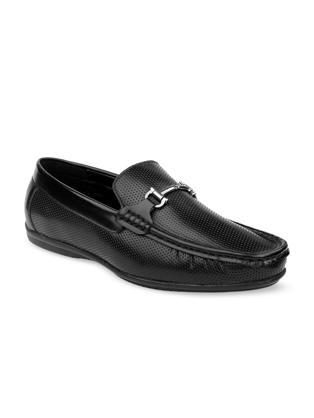 

bacca bucci Men Black Textured PU Loafers