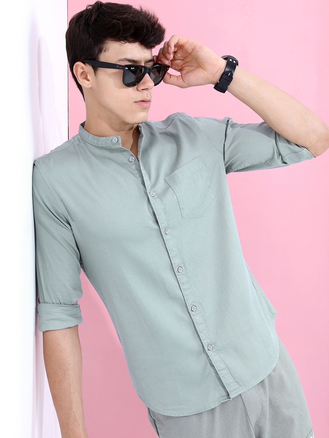 

HIGHLANDER Men Slim Fit Casual Shirt, Sea green