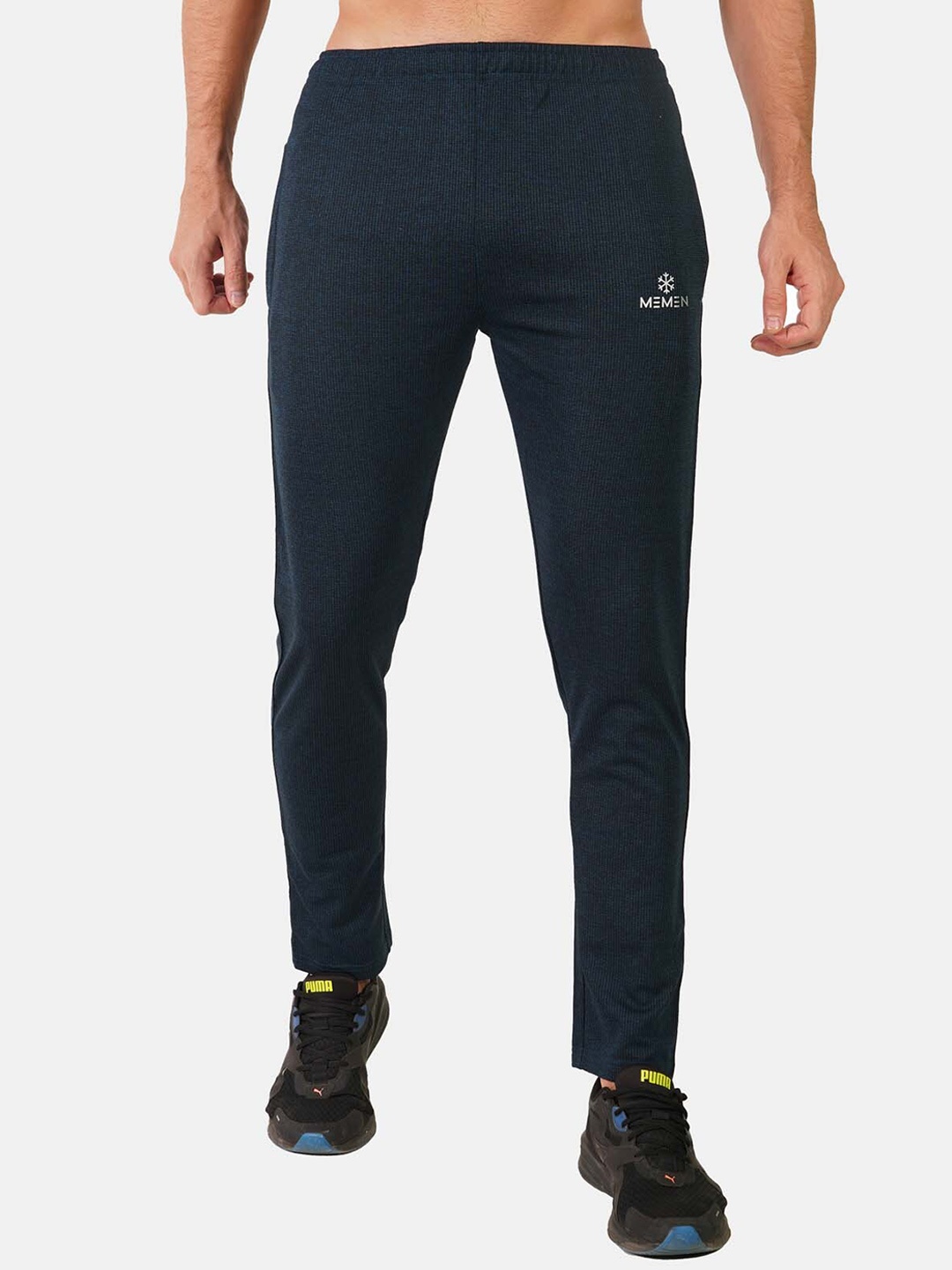 

MEMEN Men Navy Blue Solid Track Pant