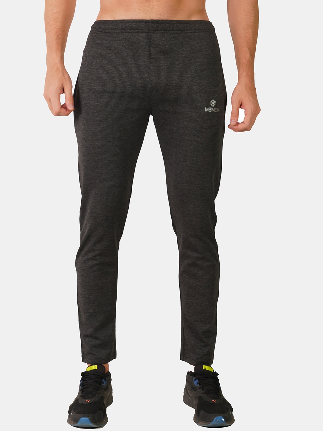 

MEMEN Men Black Solid Track Pants