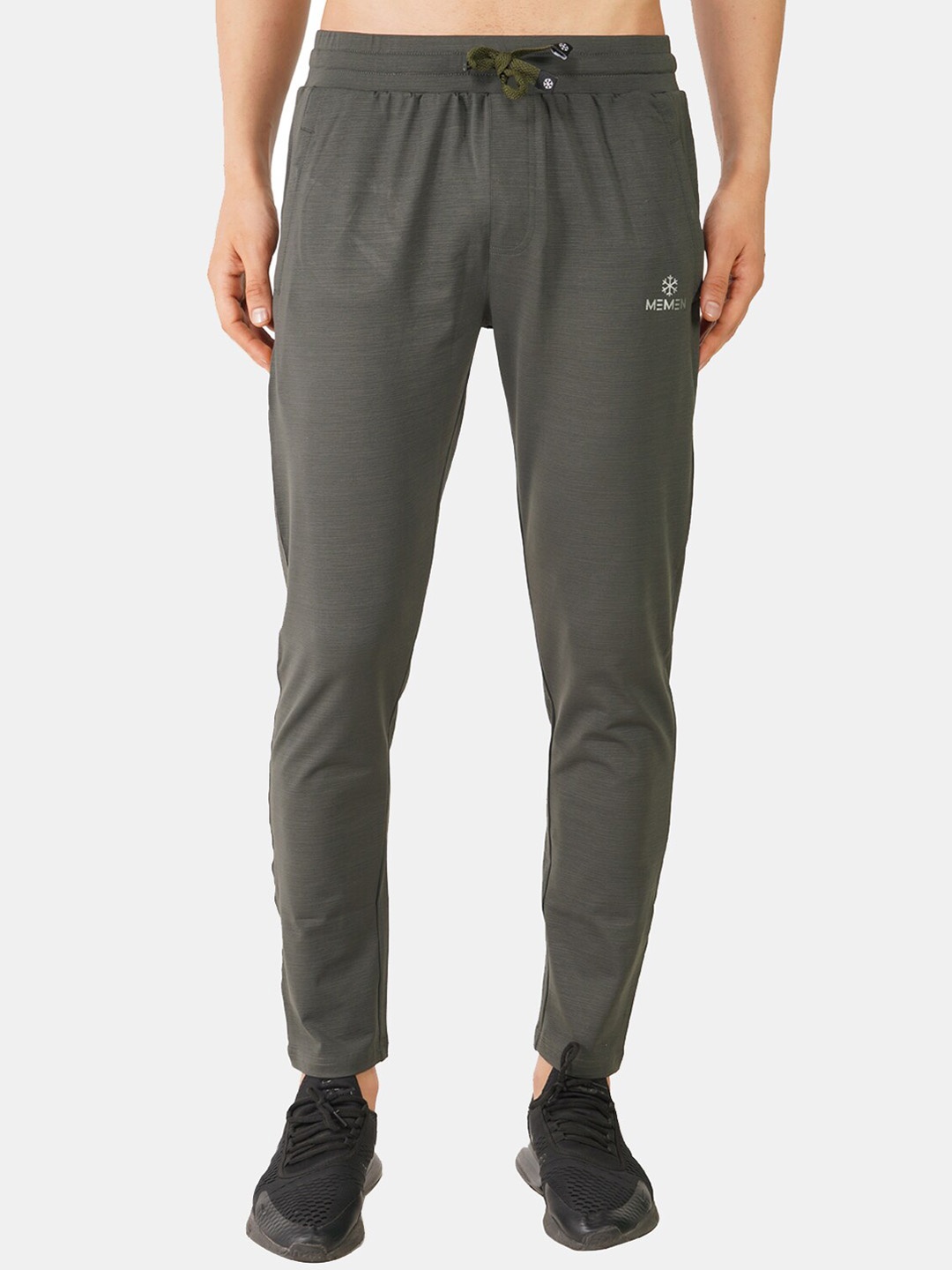 

MEMEN Men Olive Grey Solid Track Pants