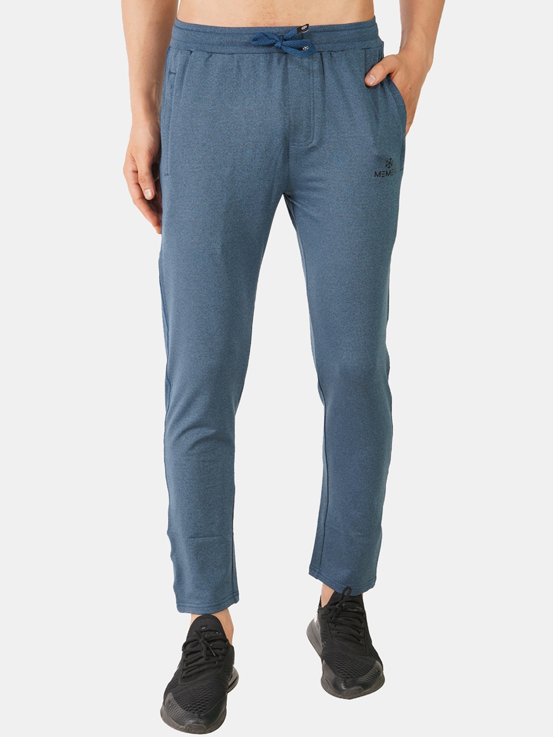 

MEMEN Men Teal Blue Solid Drawstring Track Pants
