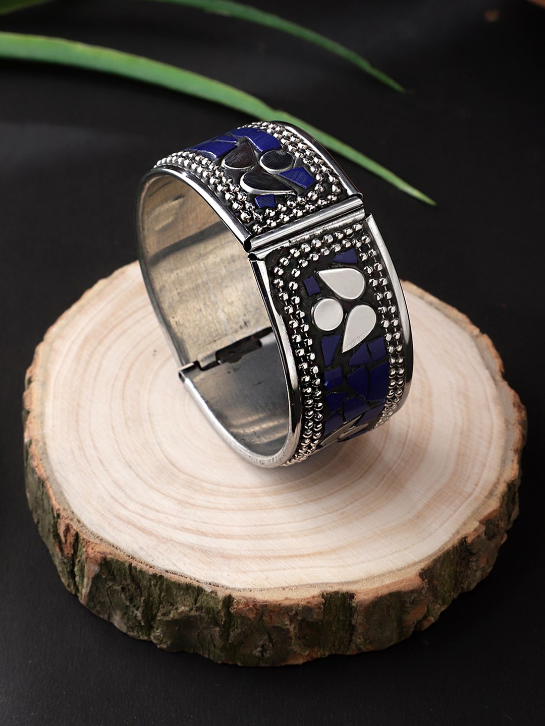 

CARDINAL Women Black & Blue Brass Meenakari Brass-Plated Cuff Bracelet