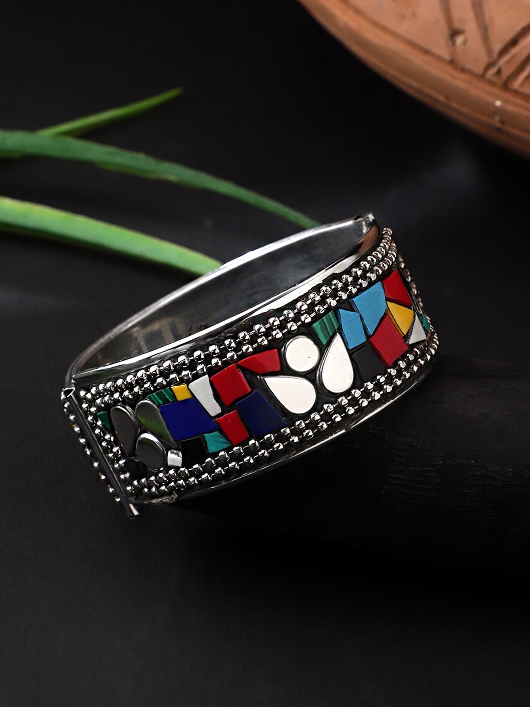 

CARDINAL Women Multicolor Meenakaari Brass Adjustable Bracelet, Multi