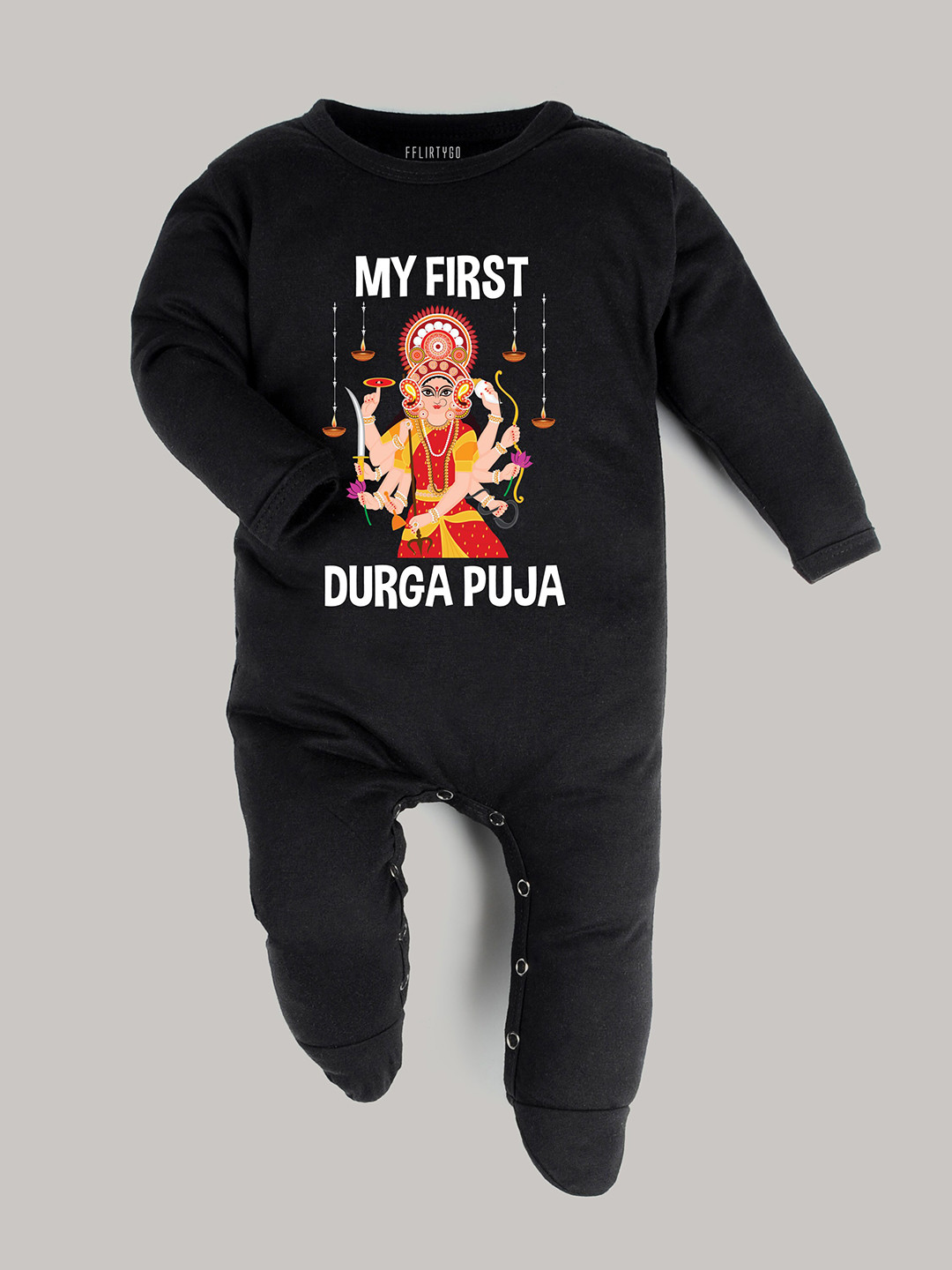 

FFLIRTYGO Unisex Kids Black & Red Printed Basic Jumpsuit