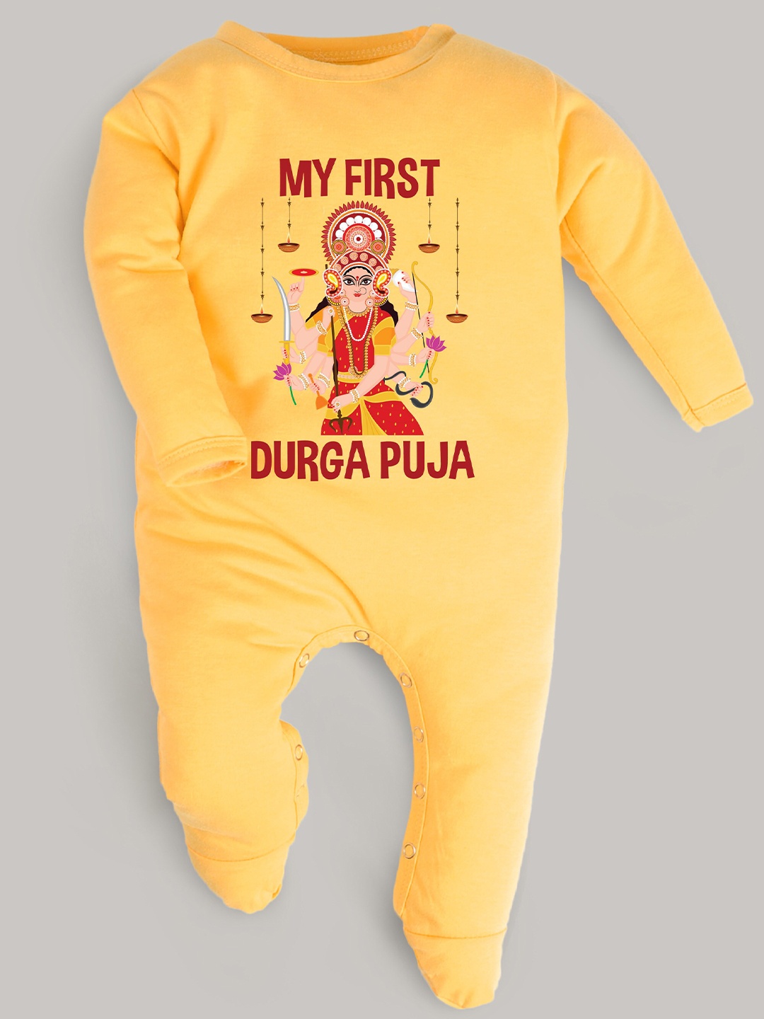 

FFLIRTYGO Kids Yellow & Red Printed Basic Jumpsuit