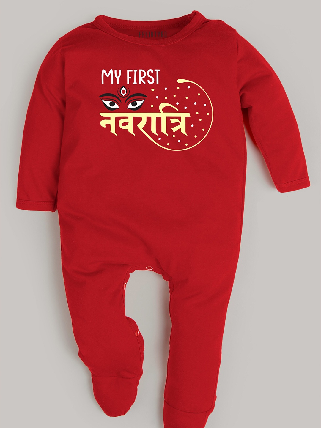 

FFLIRTYGO Unisex Kids Red & Yellow Printed Basic Rompers