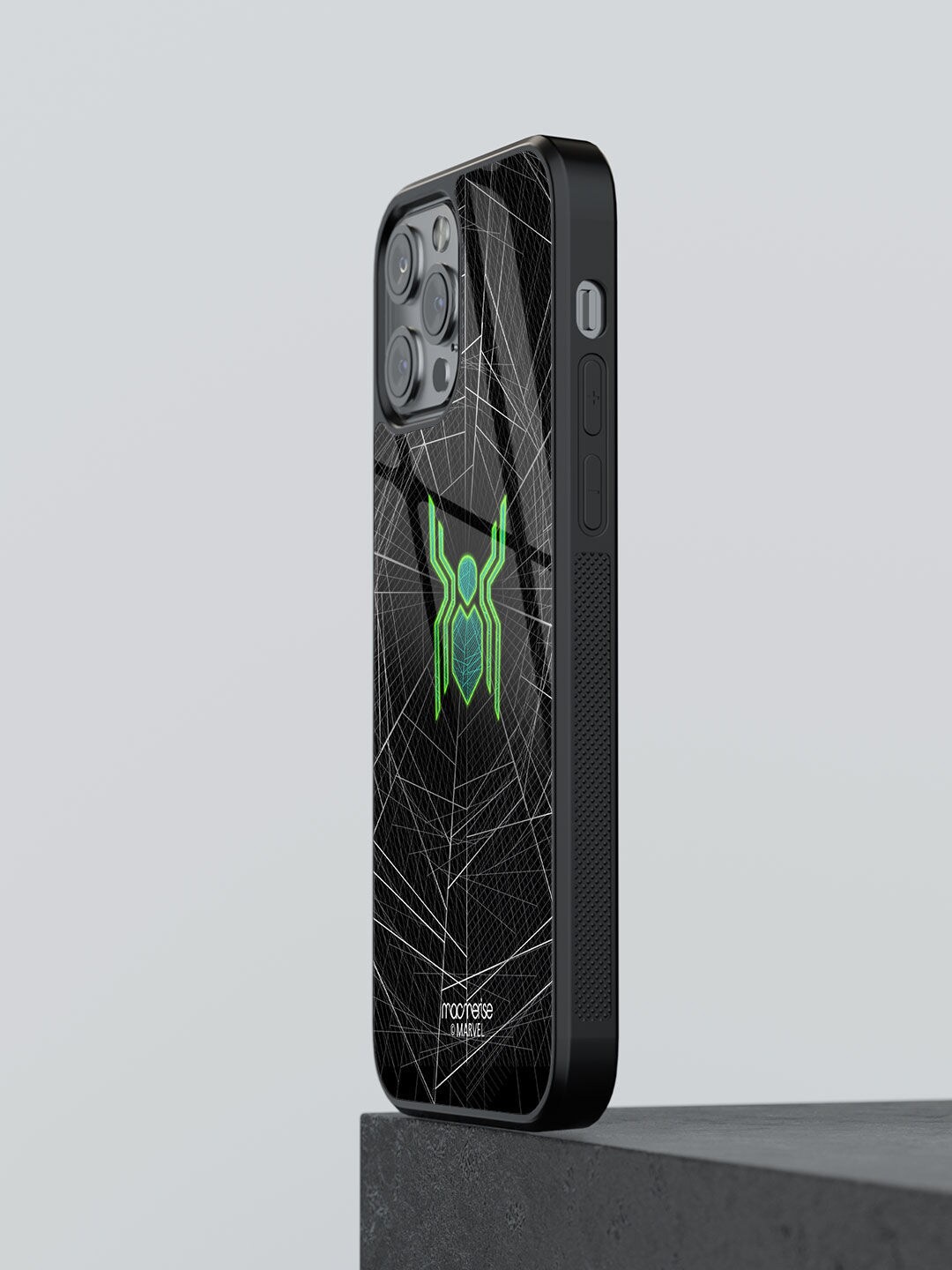 

macmerise Black & Green Printed Spiderman Logo Web iPhone 12 Pro Back Case