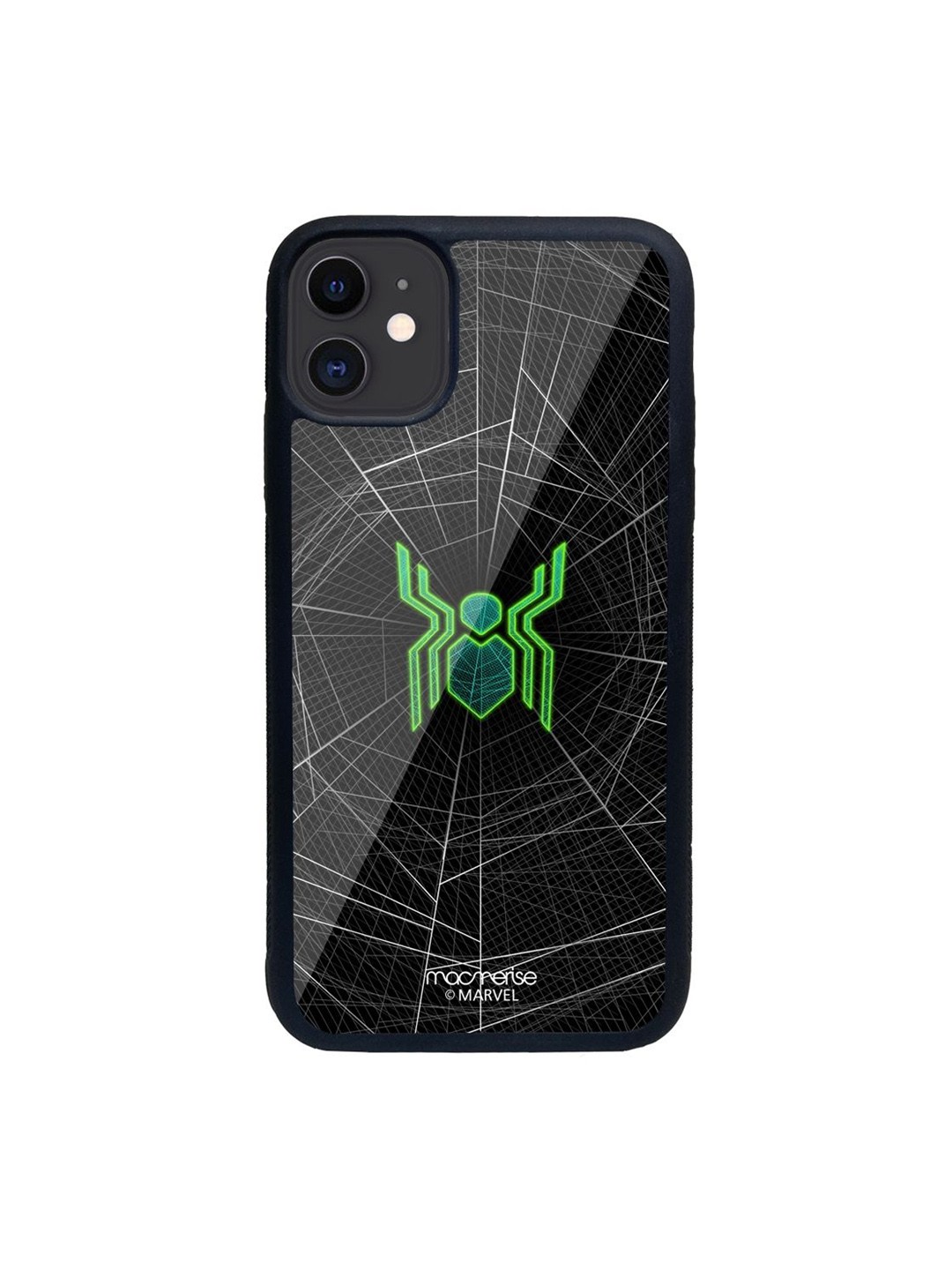 

macmerise Black & Green Printed Spiderman Logo Web iPhone 11 Back Case