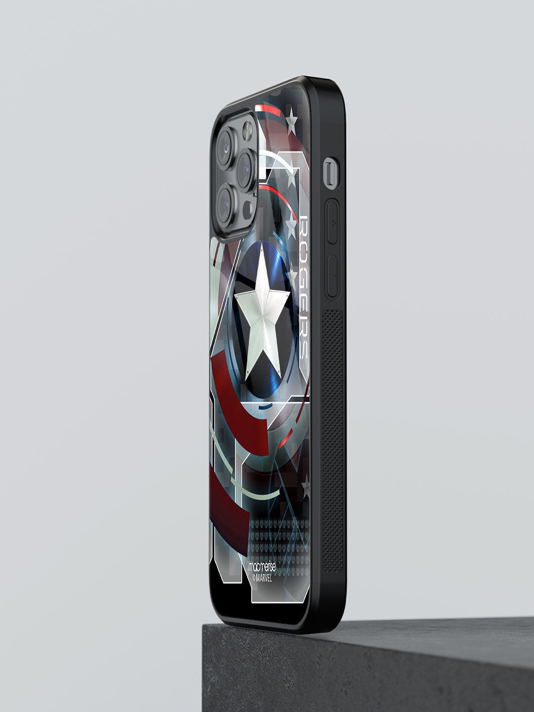 

macmerise Red & Blue Printed iPhone 13 Pro Max Glass Back Cover
