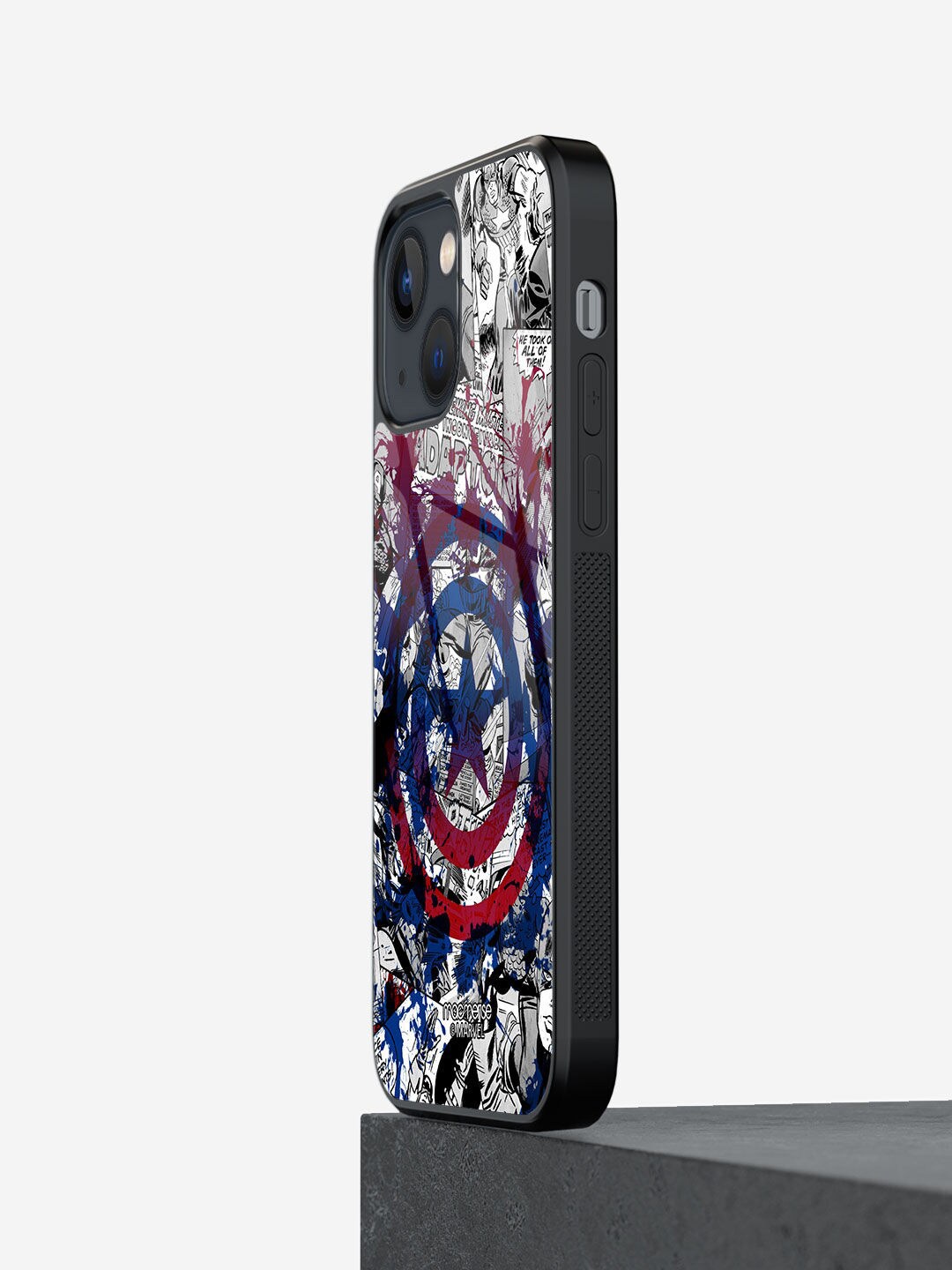 

macmerise Red & Blue Printed iPhone 13 Mini Glass Back Cover