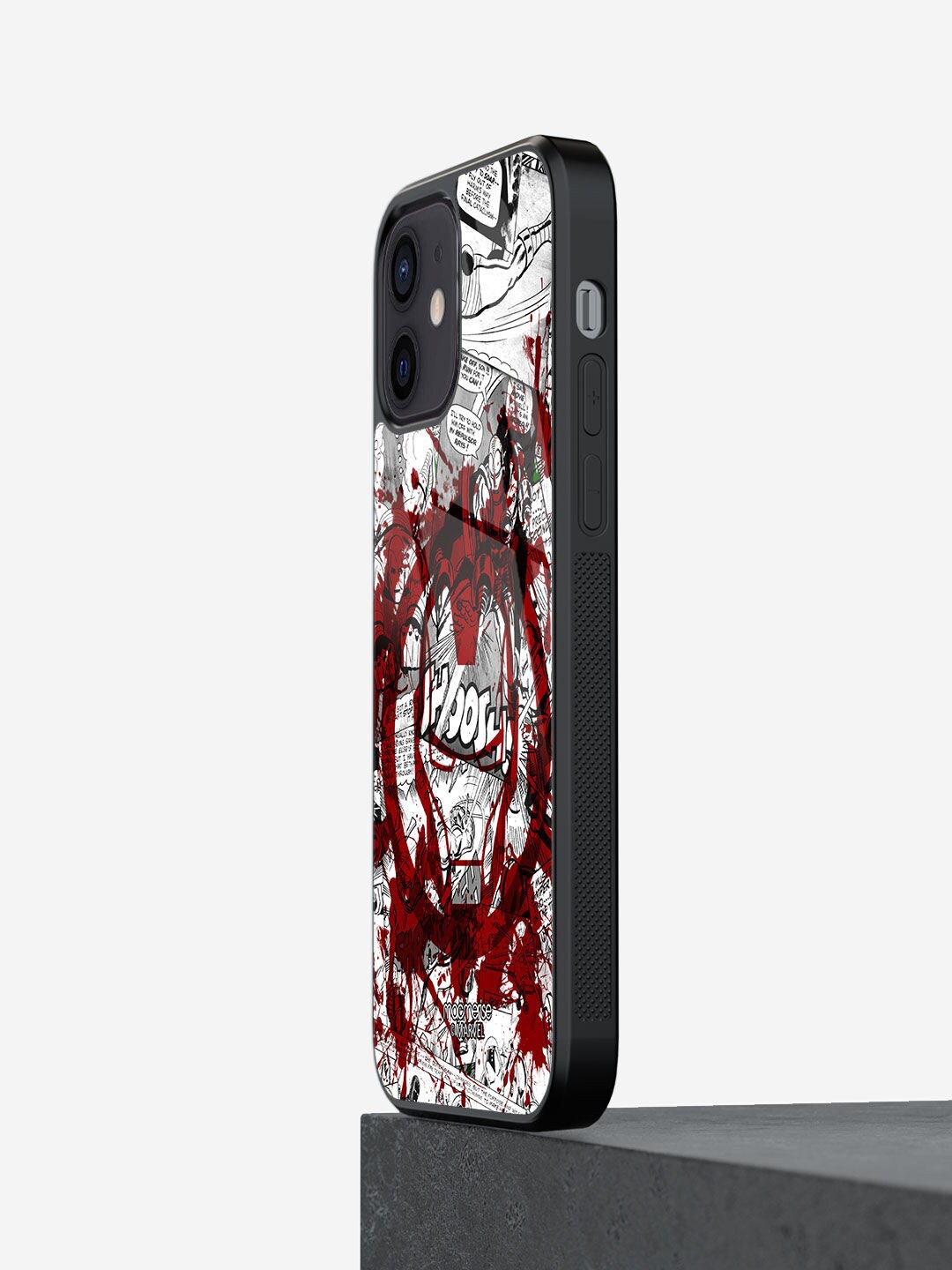 

macmerise Black & White Printed Ironman Glass iPhone 12 Mini Back Case
