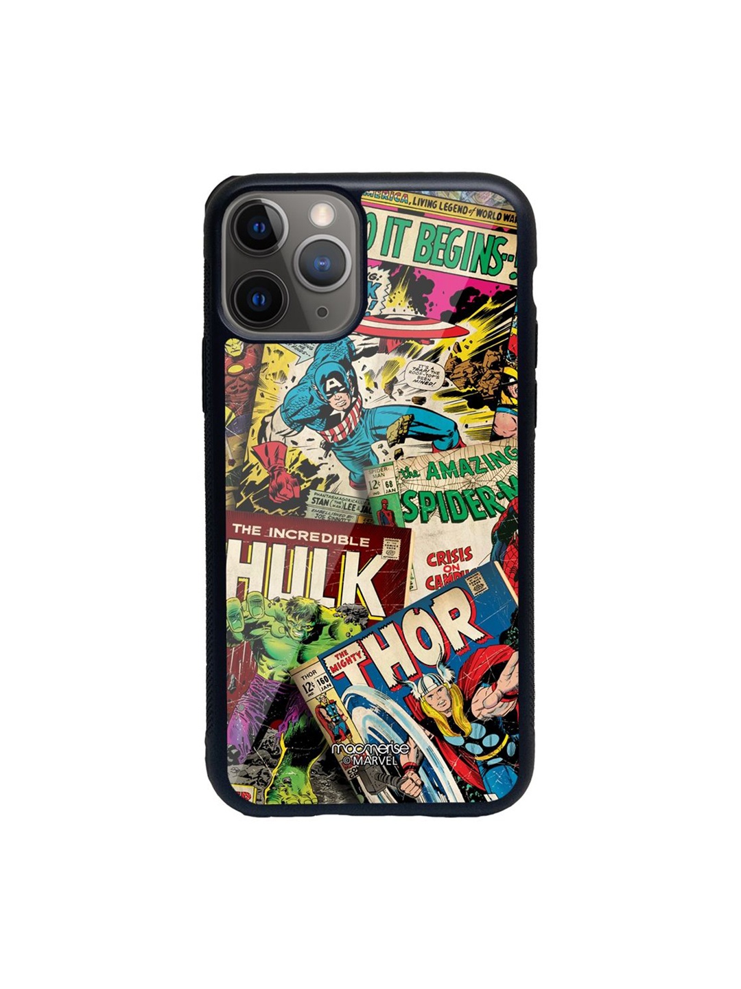 

macmerise Cream Printed Marvel Comics Collection Glass iPhone 11 Pro Max Back Case