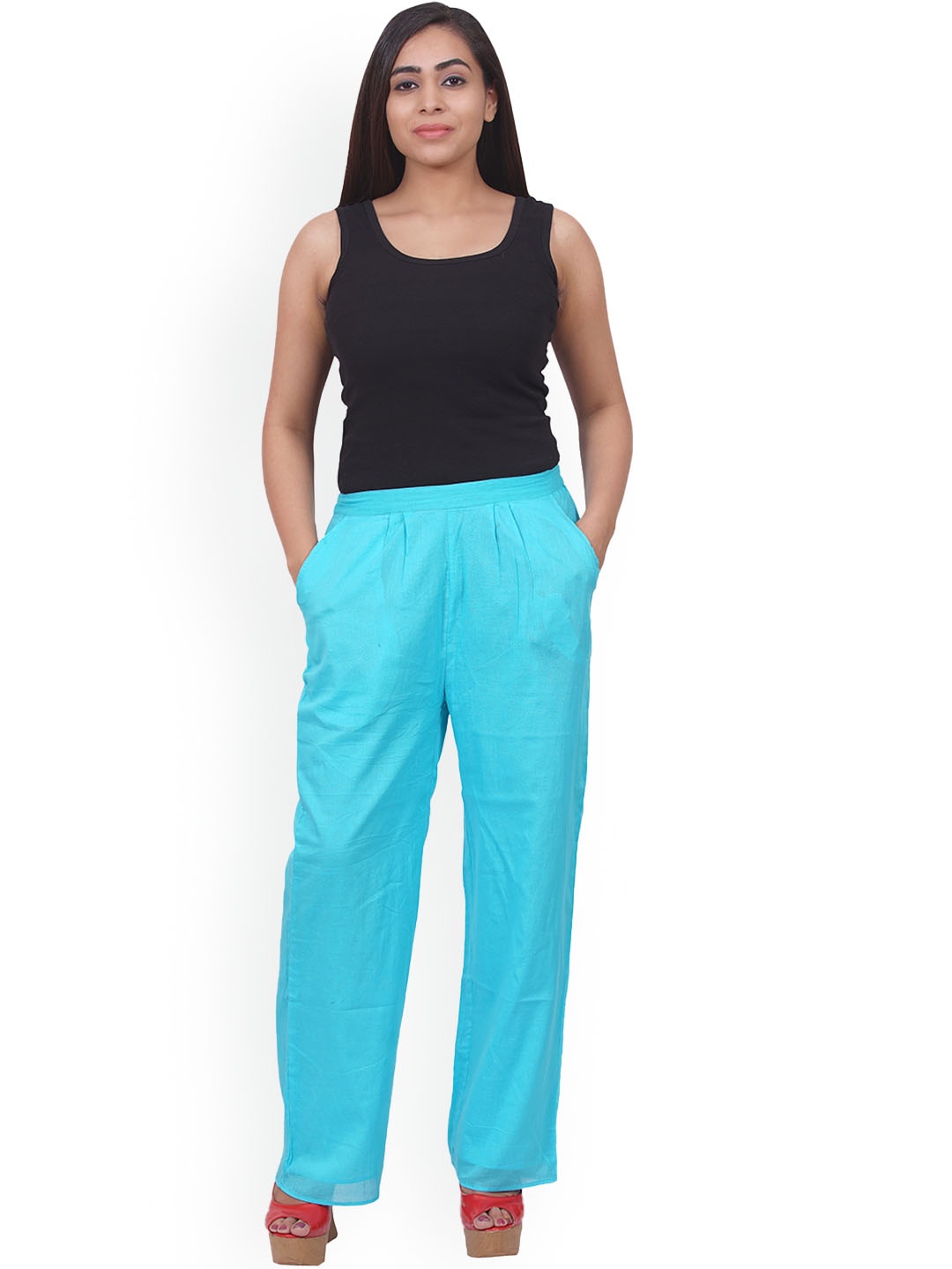 

SUTI Women Turquoise Blue Chinos Trousers