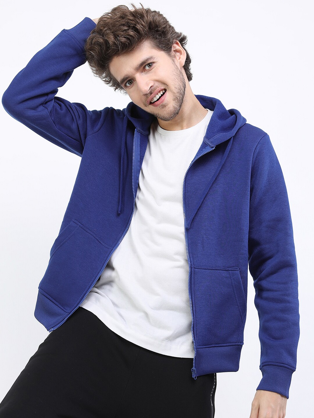 

HIGHLANDER Men Blue Solid Hooded Sweatshirt