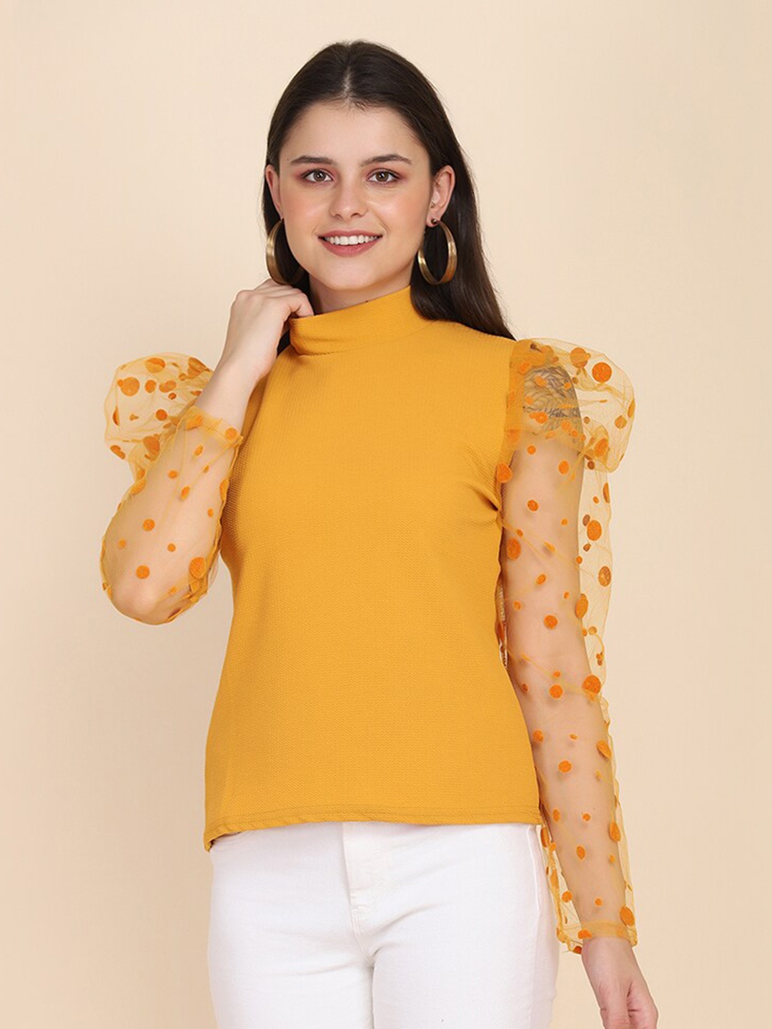 

BUY NEW TREND Women Yellow Lace Top