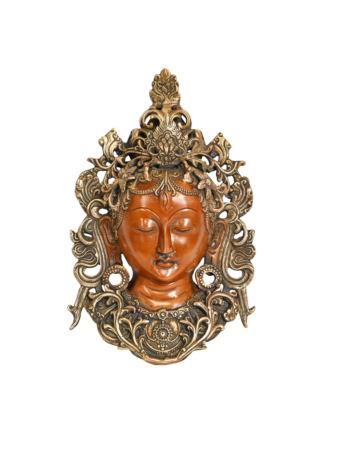 

Exotic India Gold-Toned Textured Goddess Tara Wall-Hanging Plate, Multi