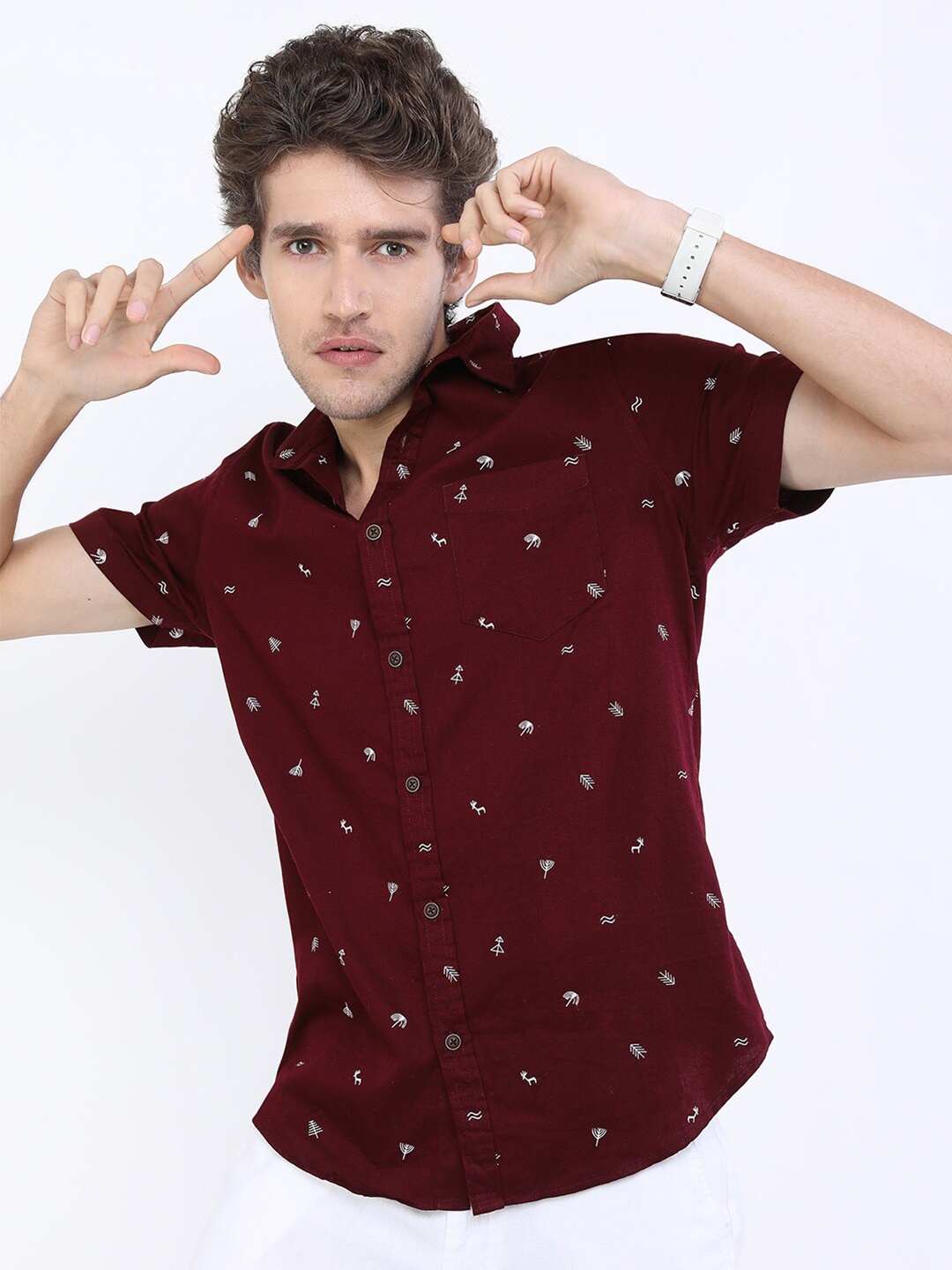 

KETCH Men Maroon Slim Fit Printed Casual Shirt