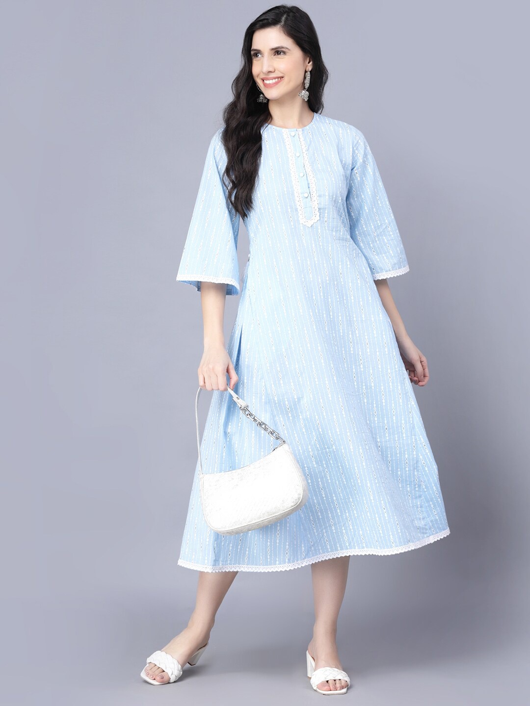 

Myshka Women Blue A-Line Midi Dress