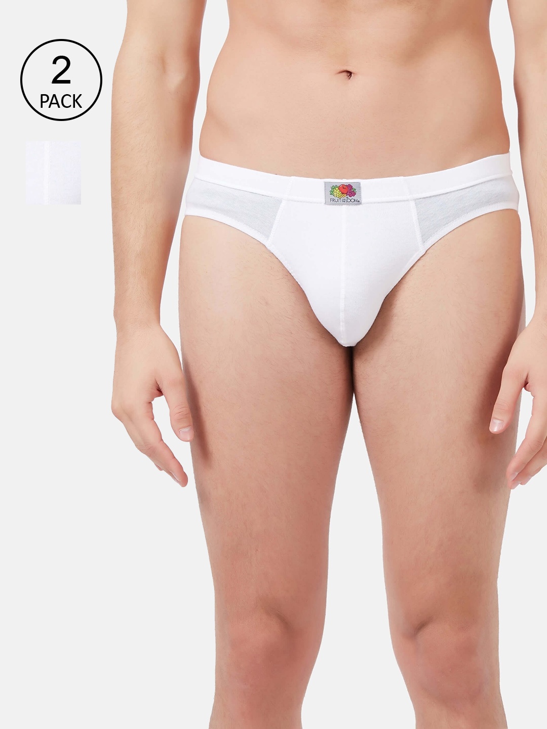 

Fruit of the loom Men Pack of 2 White Solid Cotton Basic Briefs