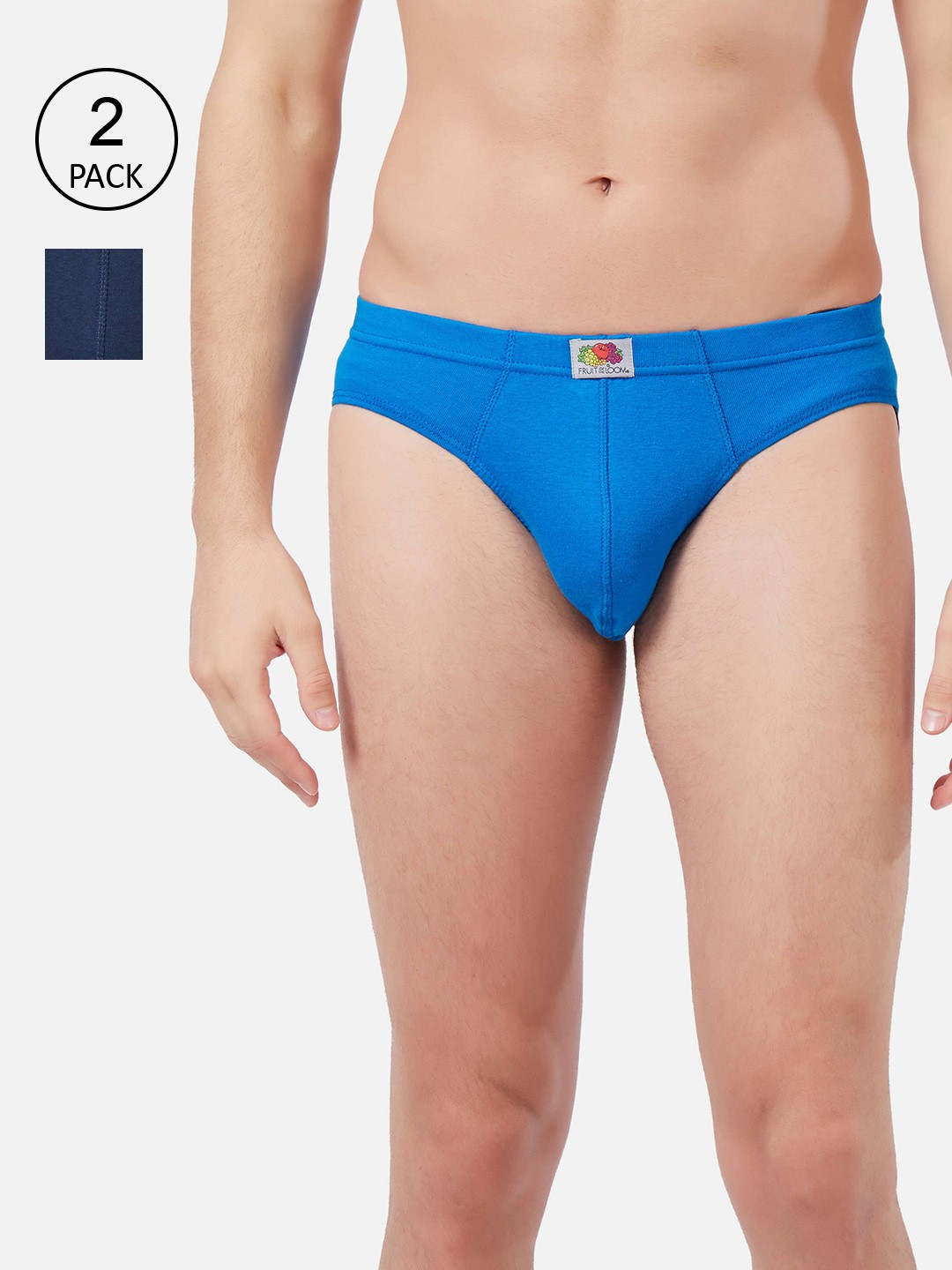 

Fruit of the loom Men Pack Of 2 Blue Cotton Basic Briefs