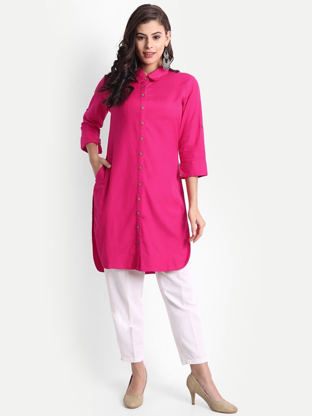 

SUTI Pink Shirt Collar Tunic