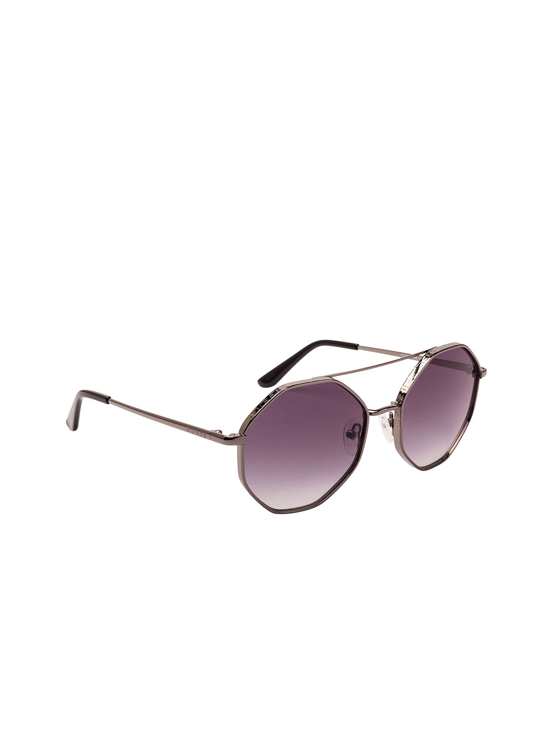 

GUESS Unisex Purple Lens & Silver-Toned Oval Sunglasses With UV Protected Lens