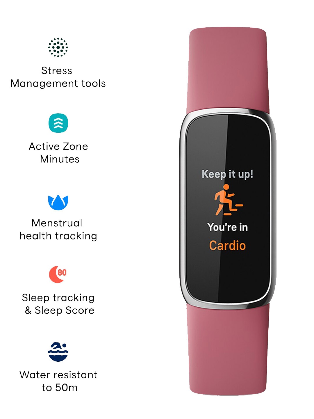 

Fitbit Unisex Solid Luxe Wellness Tracker Fitness Band, Pink