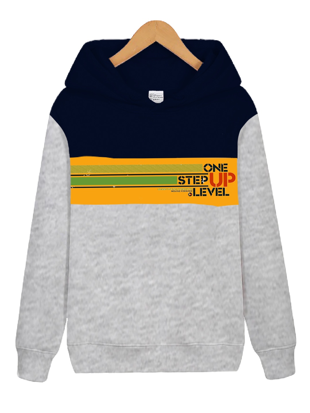 

KYDA KIDS Boys Grey Printed Hooded Cotton Sweatshirt