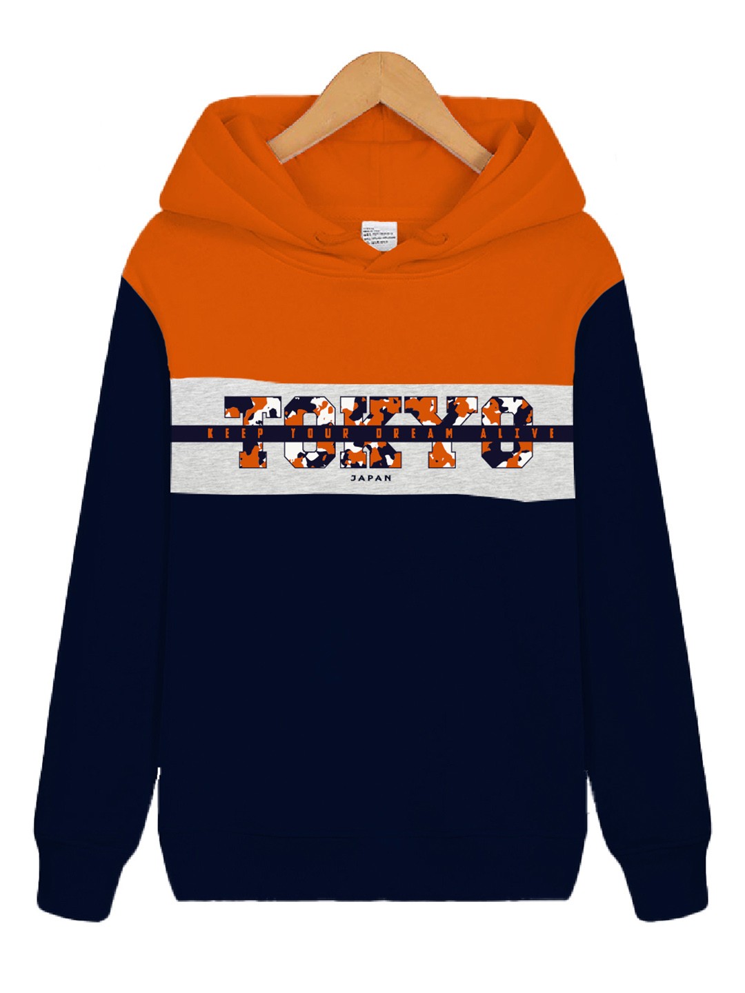 

KYDA KIDS Boys Orange Printed Hooded Sweatshirt