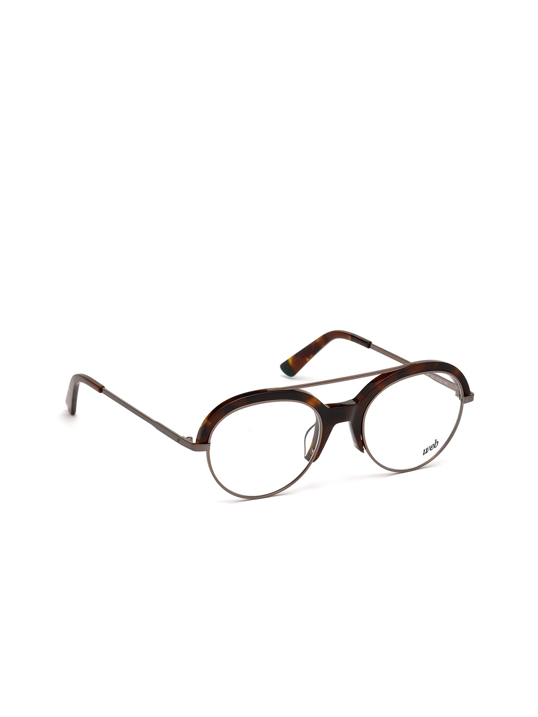 

WEB EYEWEAR Men Transparent & Brown Half Rim Aviator Frames WE5259 51 052