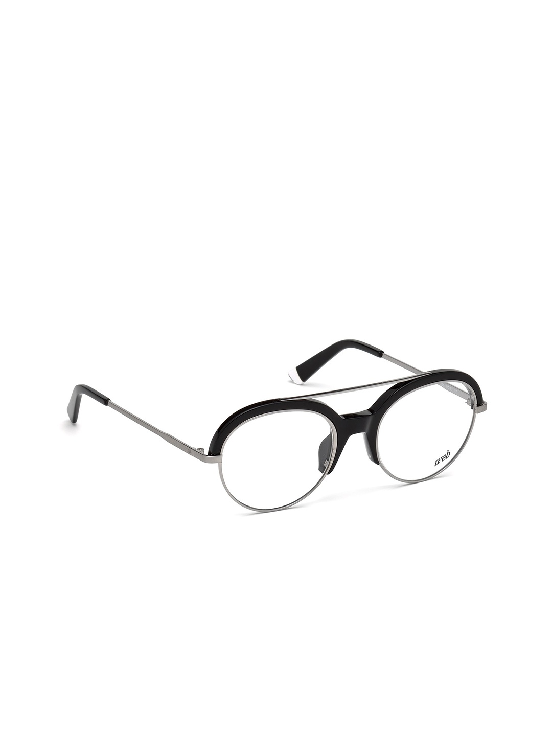

WEB EYEWEAR Men Transparent & Black Half Rim Aviator Frames WE5259 51 001