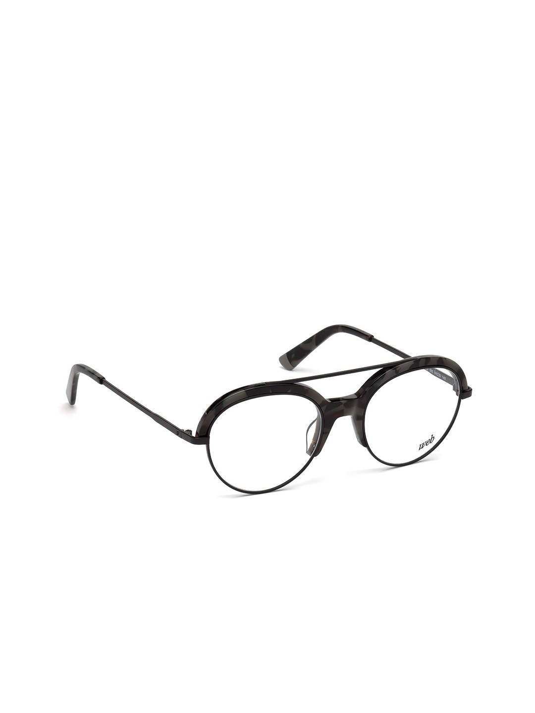 

WEB EYEWEAR Men Transparent & Black Half Rim Aviator Frames WE5259 51 055