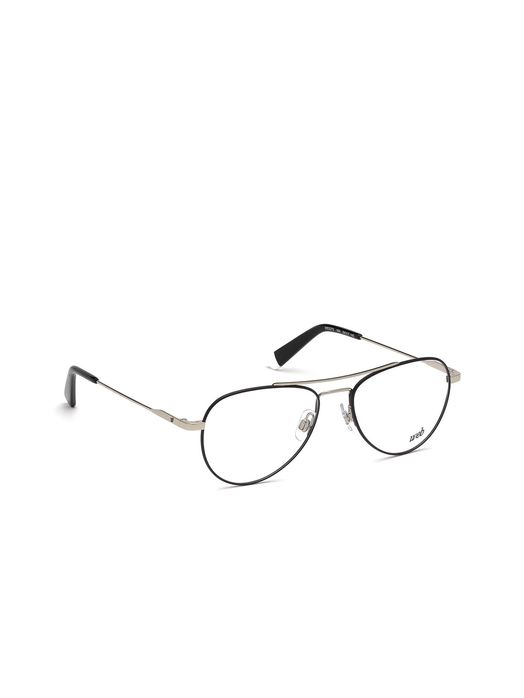 

WEB EYEWEAR Unisex Black & Silver-Toned Full Rim Aviator Frames WE5273 56 16A