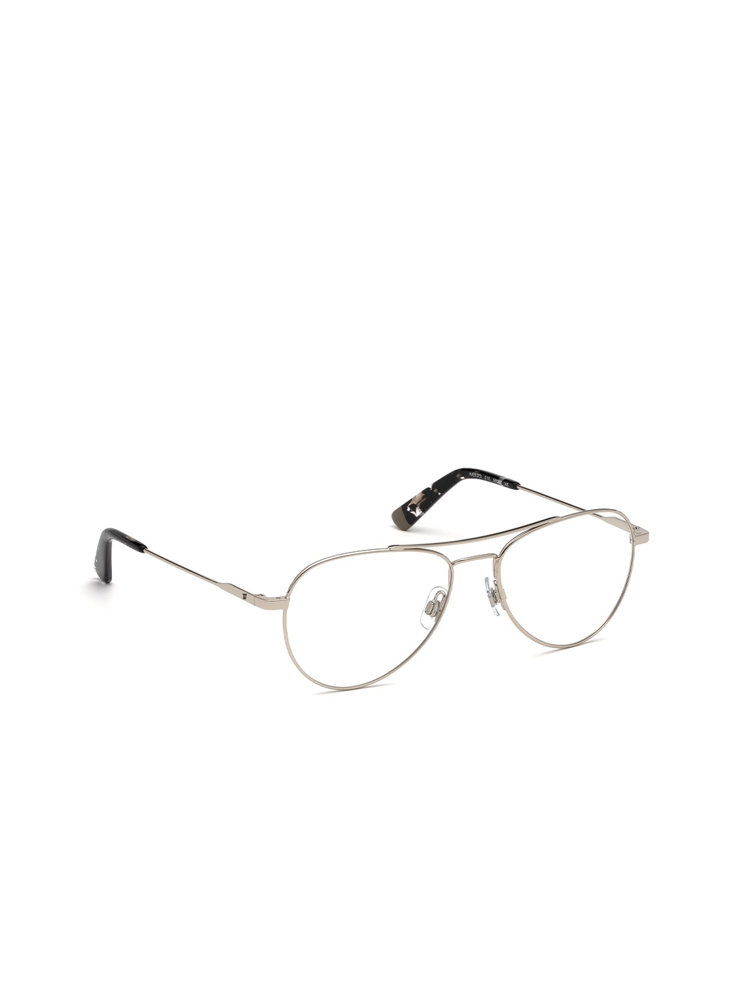 

WEB EYEWEAR Unisex Silver-Toned & Black Full Rim Aviator Frames WE5273 56 016
