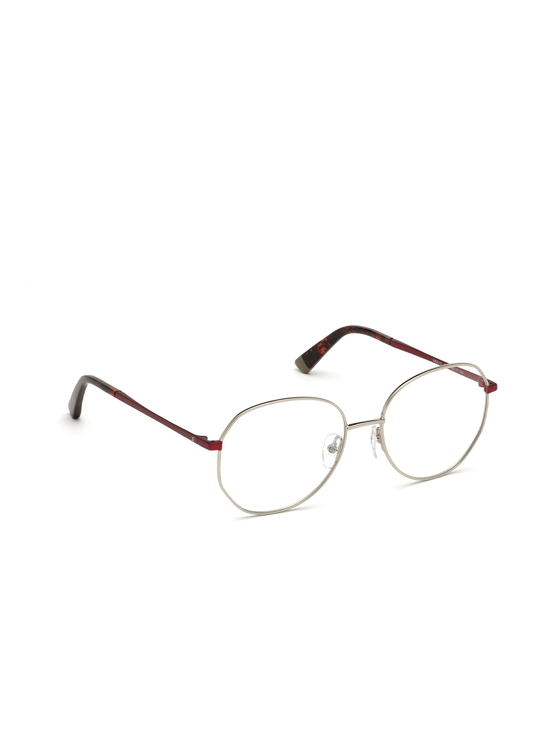 

WEB EYEWEAR Unisex Silver-Toned & Brown Full Rim Round Frames WE5317 55 016