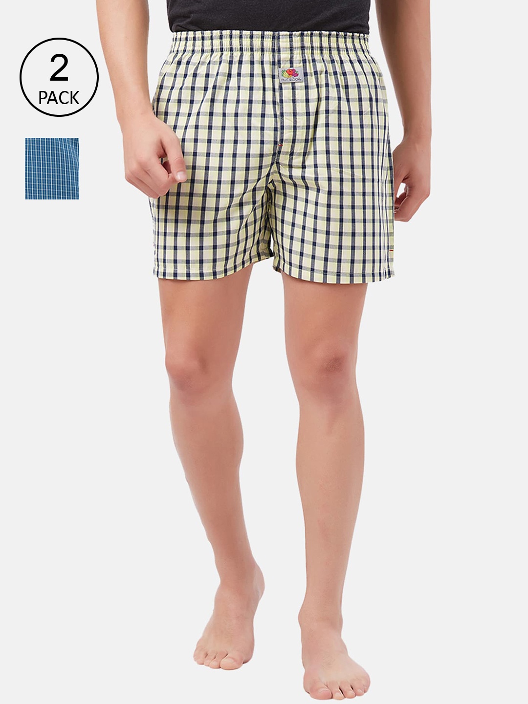 

Fruit of the Loom Men Pack of 2 Woven Printed Boxer Shorts, Yellow