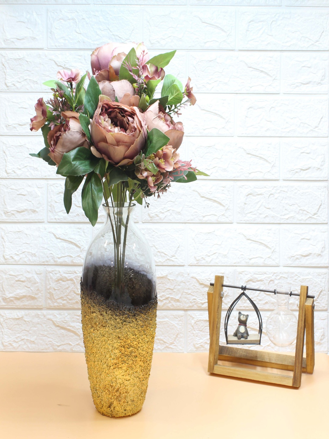 

PolliNation Brown Luxurious Peony Flower Artificial Flowers Without Pot