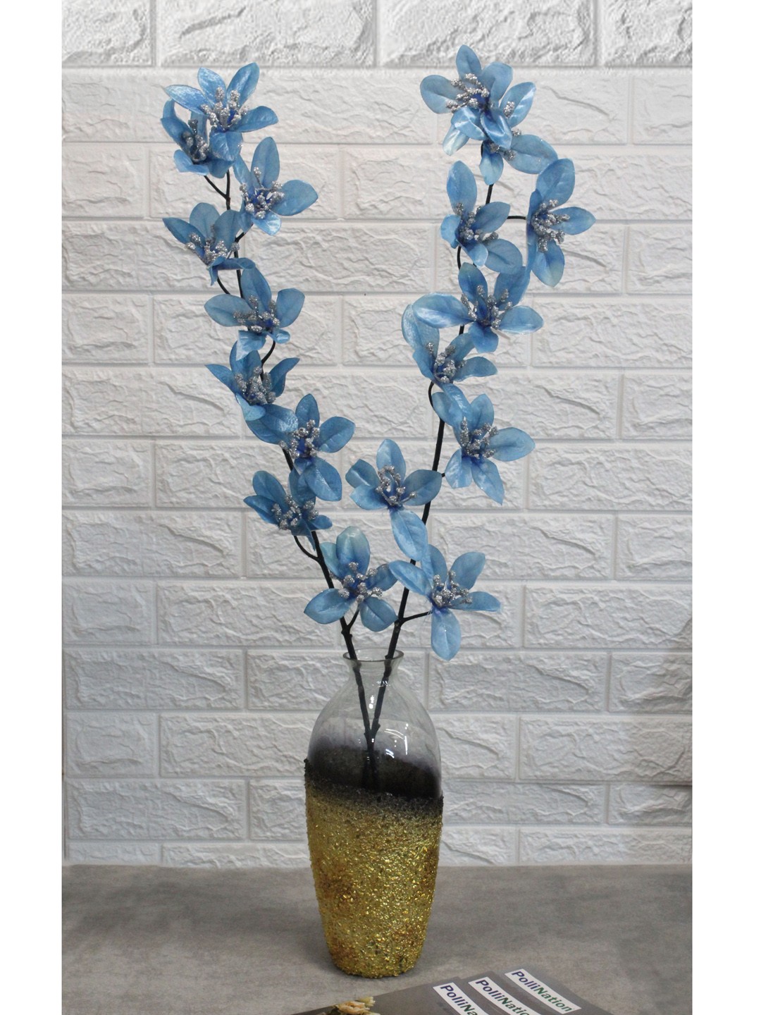 

PolliNation Set of 2 Blue Glittering Forsythia Artificial Flowers