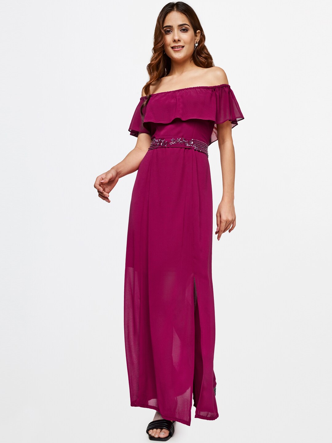 

AND Pink Off-Shoulder Maxi Dress