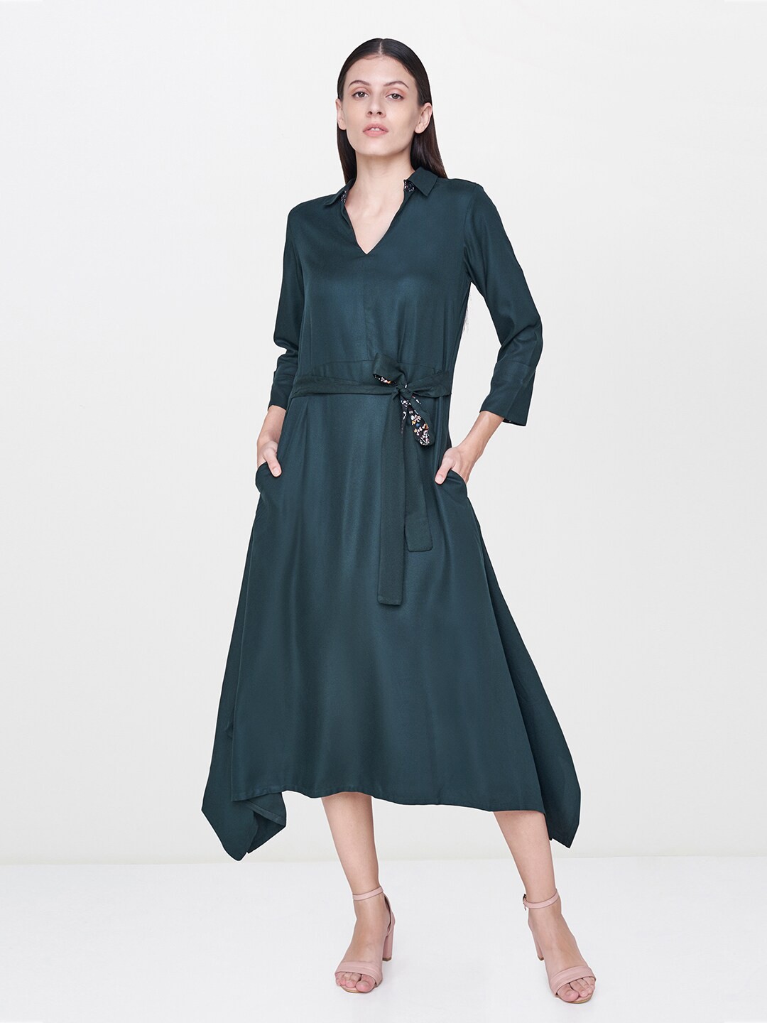 

AND Women Solid Green Tunic