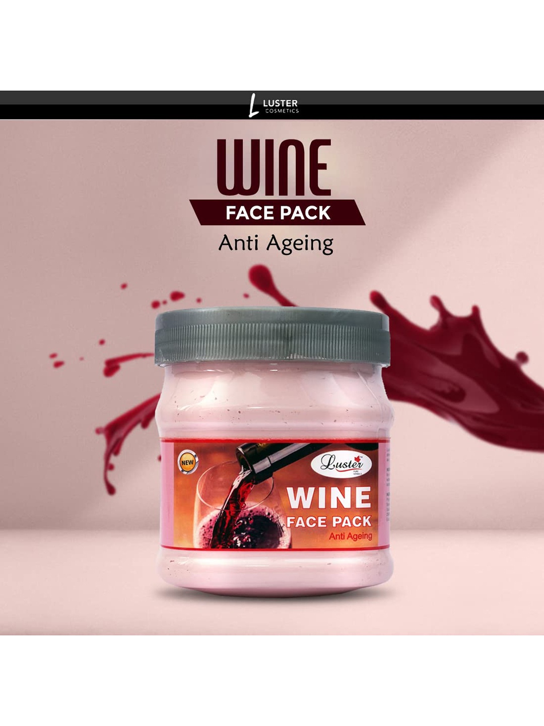 

Luster Anti Ageing Wine Face Pack for Instant Glow & Skin Nourishment - 500 ml, Pink