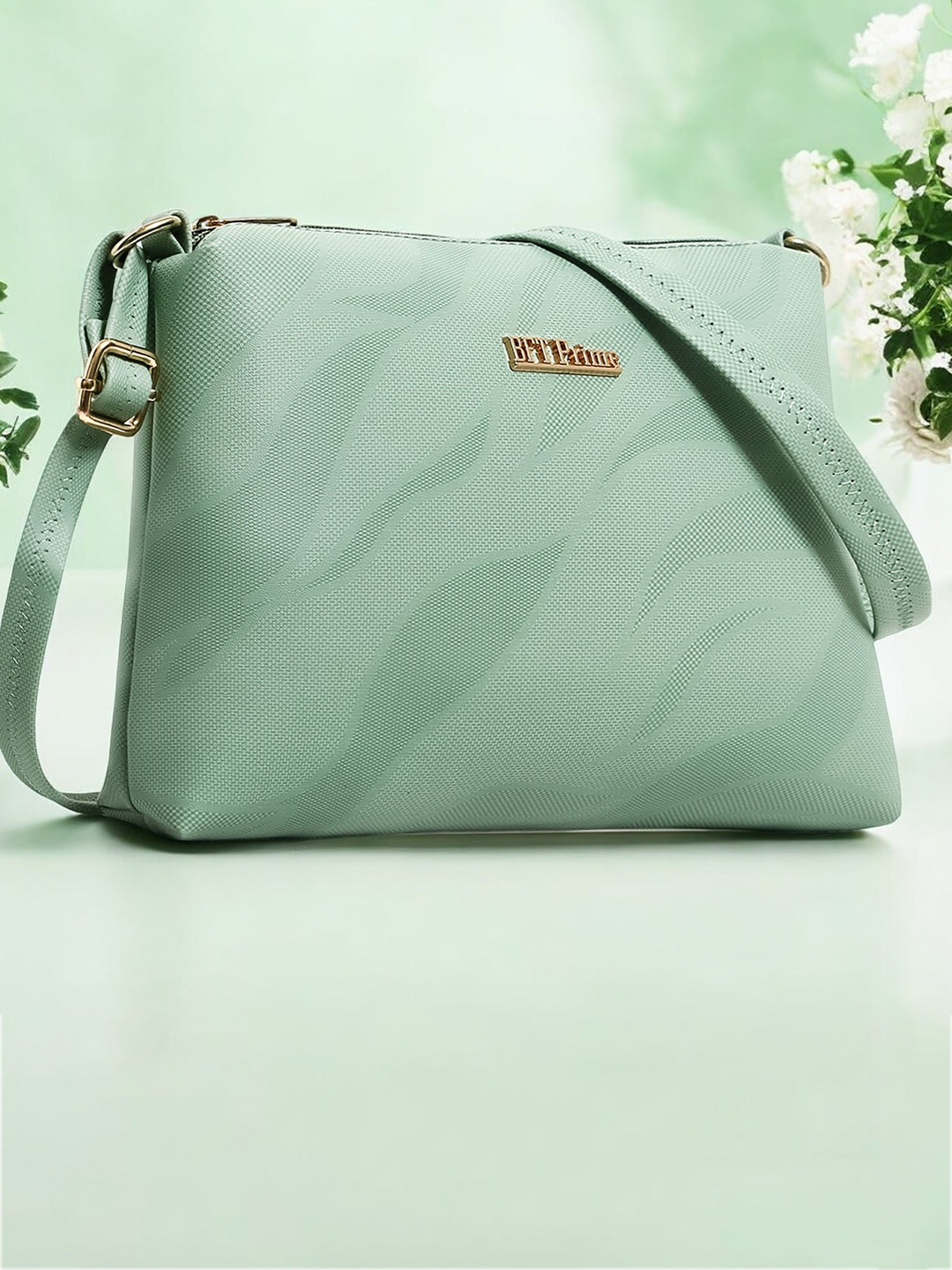 

WOMEN MARKS Sea Green Printed PU Structured Sling Bag