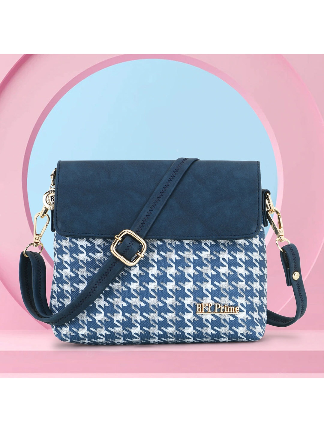 

WOMEN MARKS Blue Self Design Structured Sling Bag