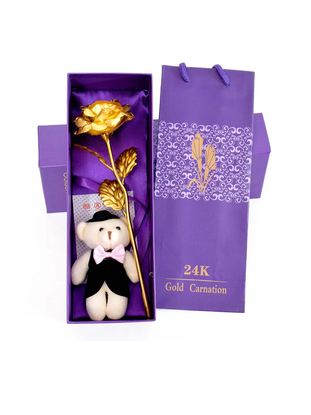 

CHOCOZONE Gold-Toned Rose with Groom Teddy Bear Birthday Gift Set