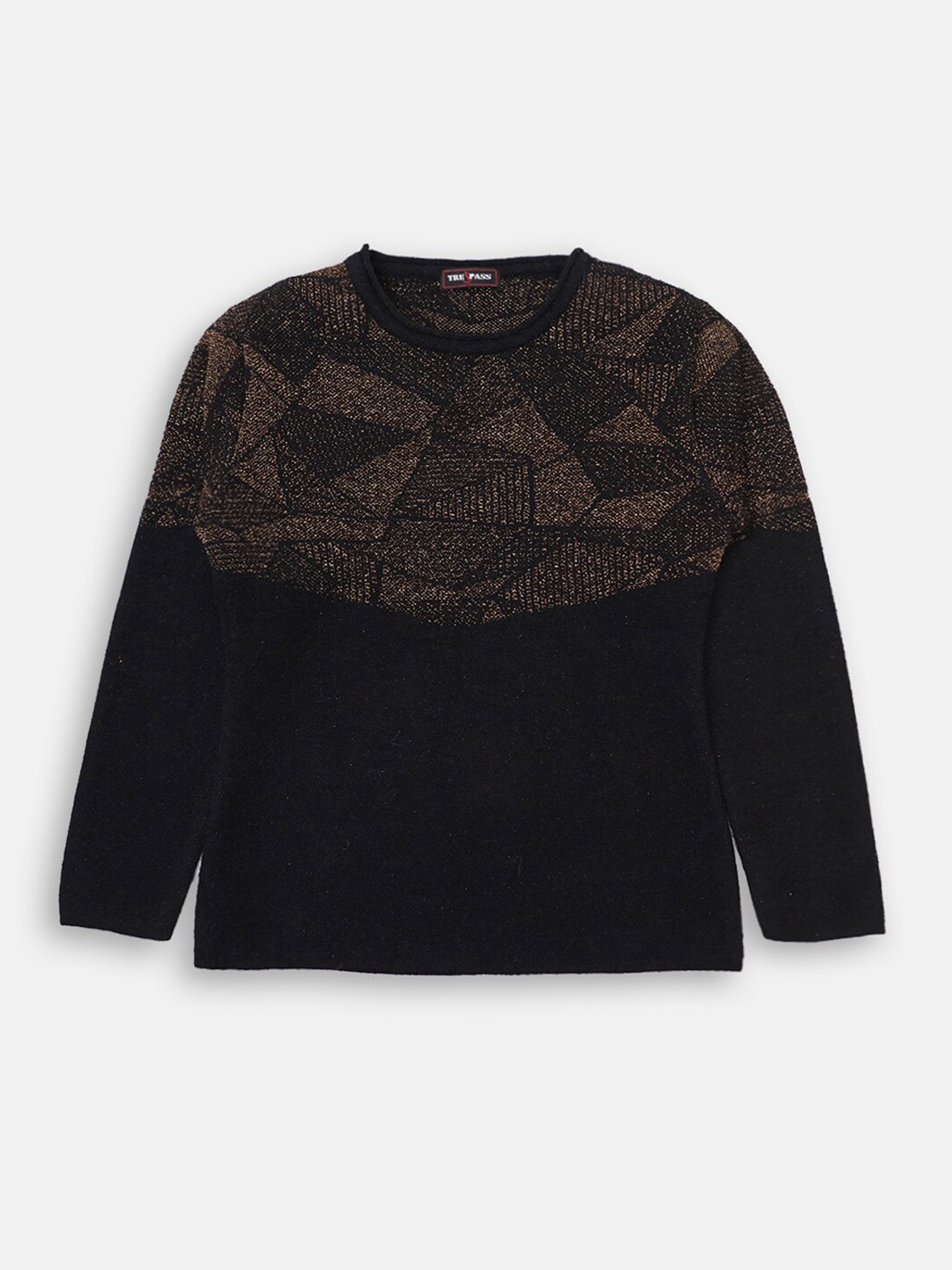 

CHIMPRALA Girls Gold-Toned & Black Colourblocked Pullover