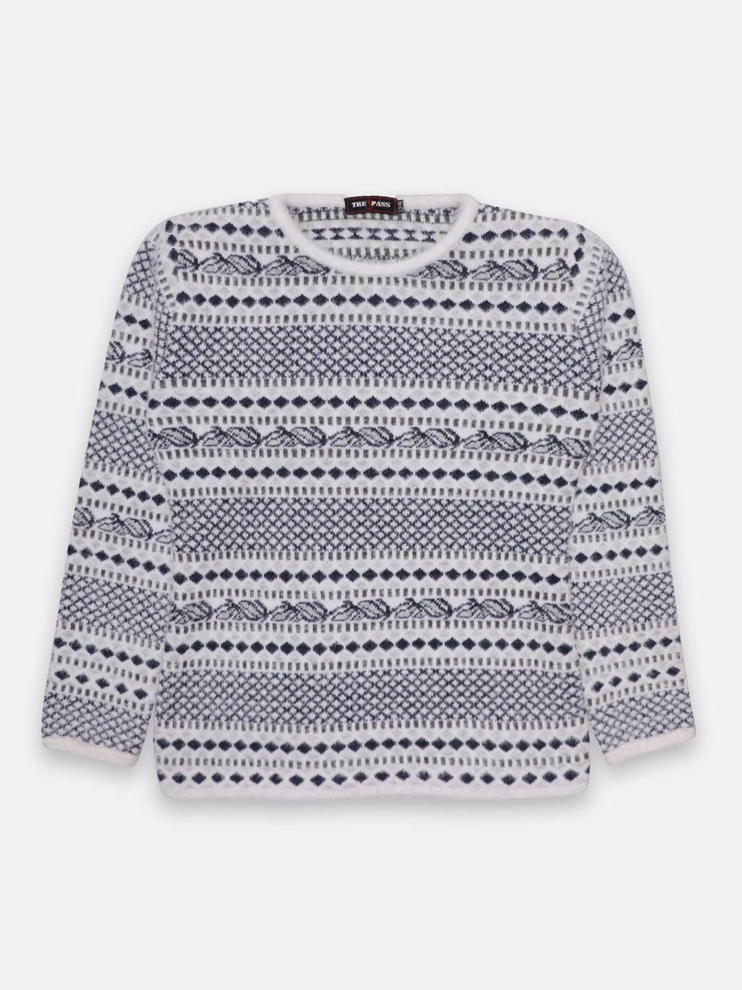 

CHIMPRALA Girls White & Blue Printed Pullover