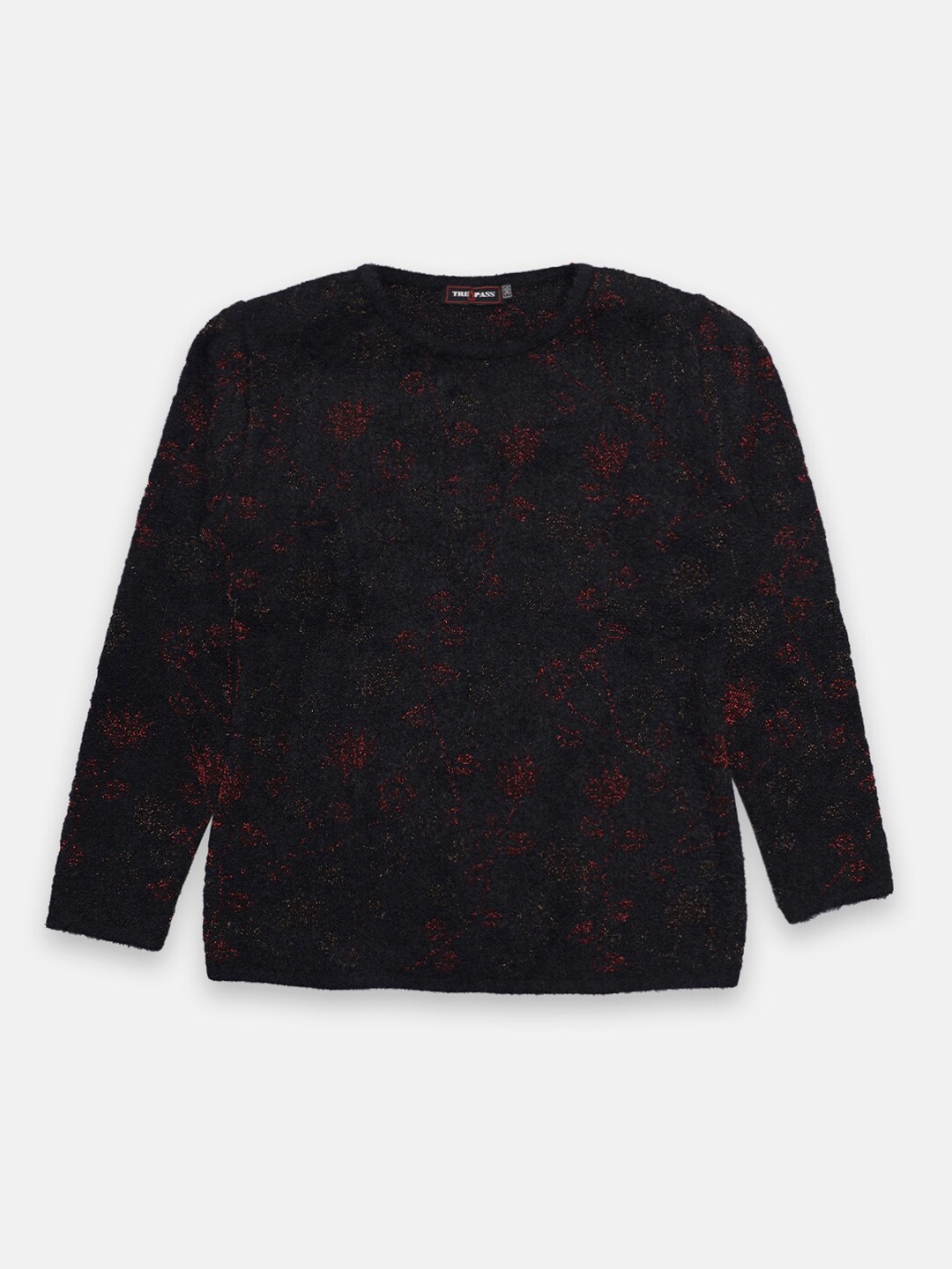 

CHIMPRALA Girls Black & french middle red purple Colourblocked Pullover